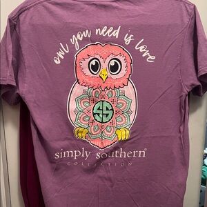 Simply Southern Mauve Tee with Pink Owl and Mint Mandala